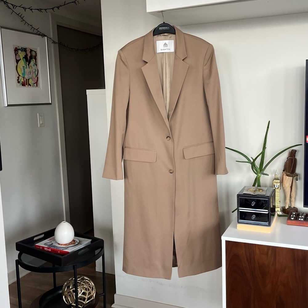 Aritzia Babaton O'hara Wool New Camel/Tan Formal Evening Business Trench Coat S - Picture 7 of 16